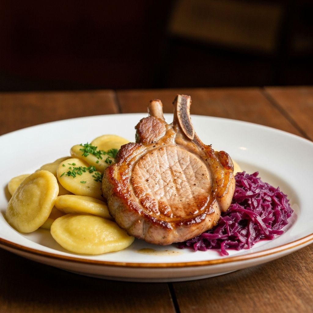 Tradycyjne danie polskie - kotlet z kluskami śląskimi